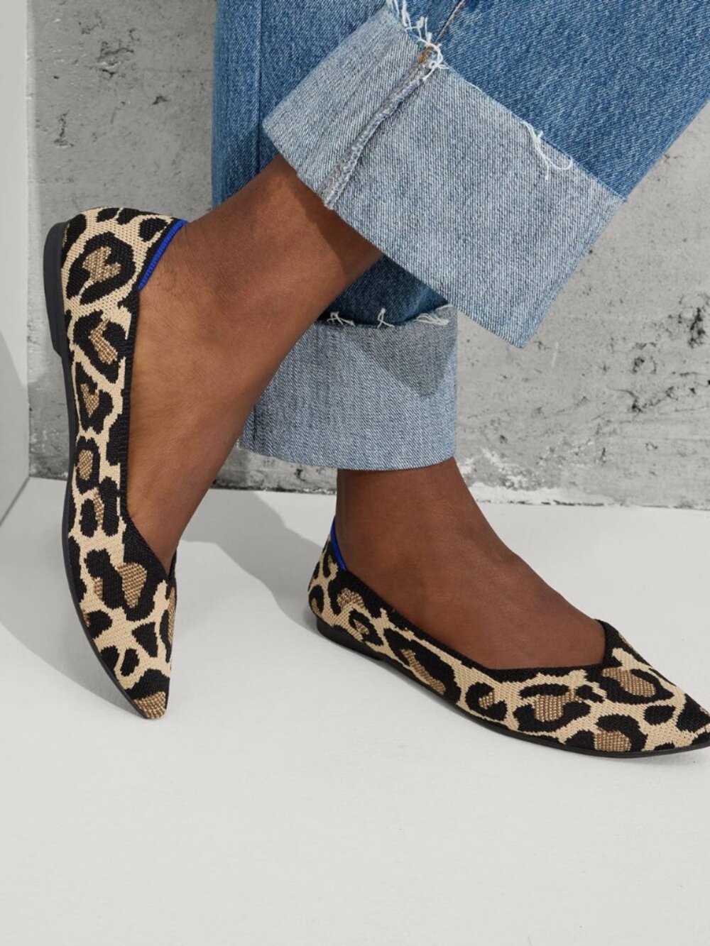 Rothy’s The Point Leopard Print Knit Flats Size 7.5